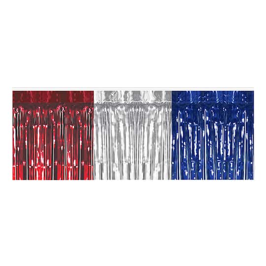 Beistle 30" x 14ft. Red, Silver & Blue Metallic Table Skirting